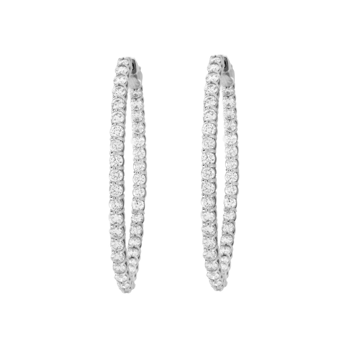 Diamond and 14K Hoop Earrings