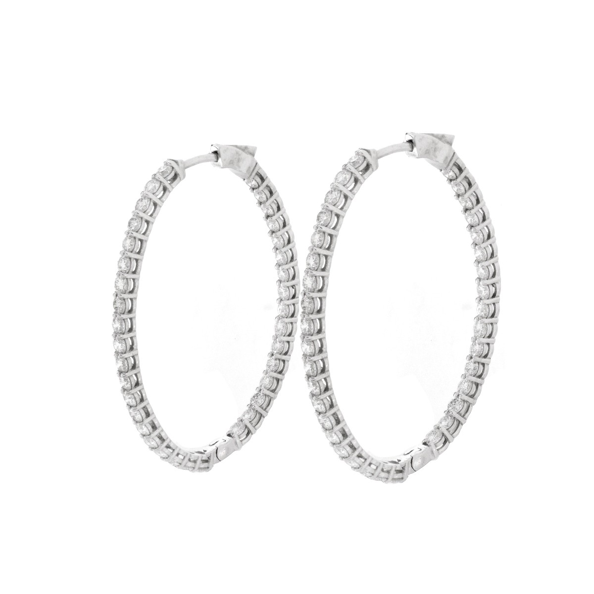 Diamond and 14K Hoop Earrings