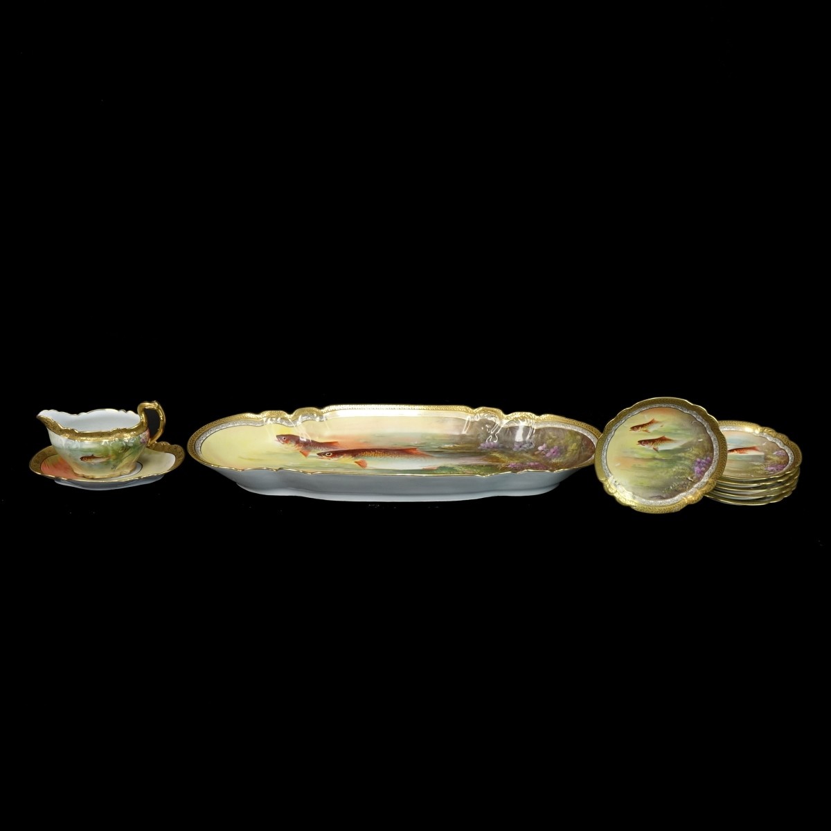 Antique Limoges Fish Set