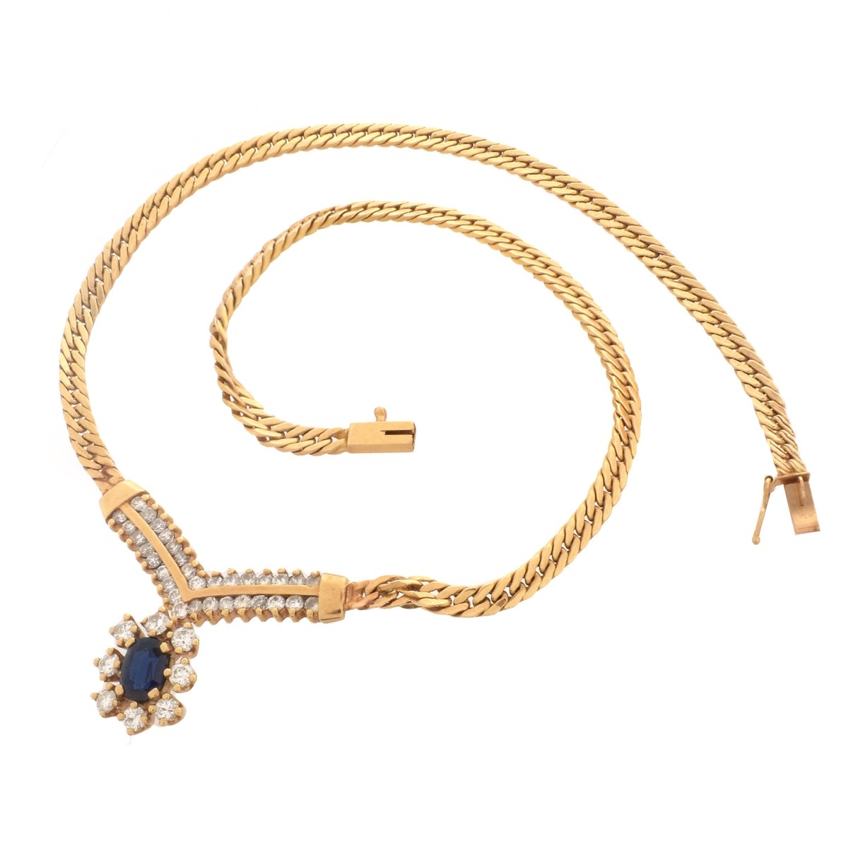 Sapphire, Diamond and 14K Necklace