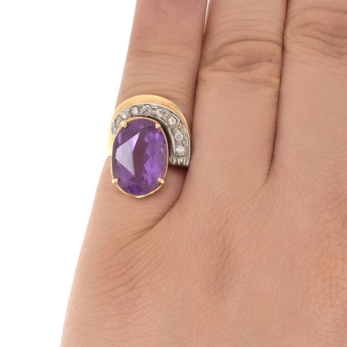 Amethyst, Diamond and 14K Ring