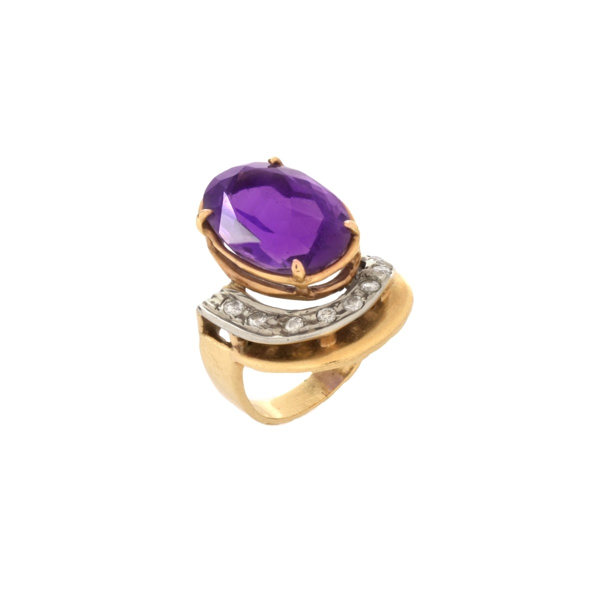 Amethyst, Diamond and 14K Ring