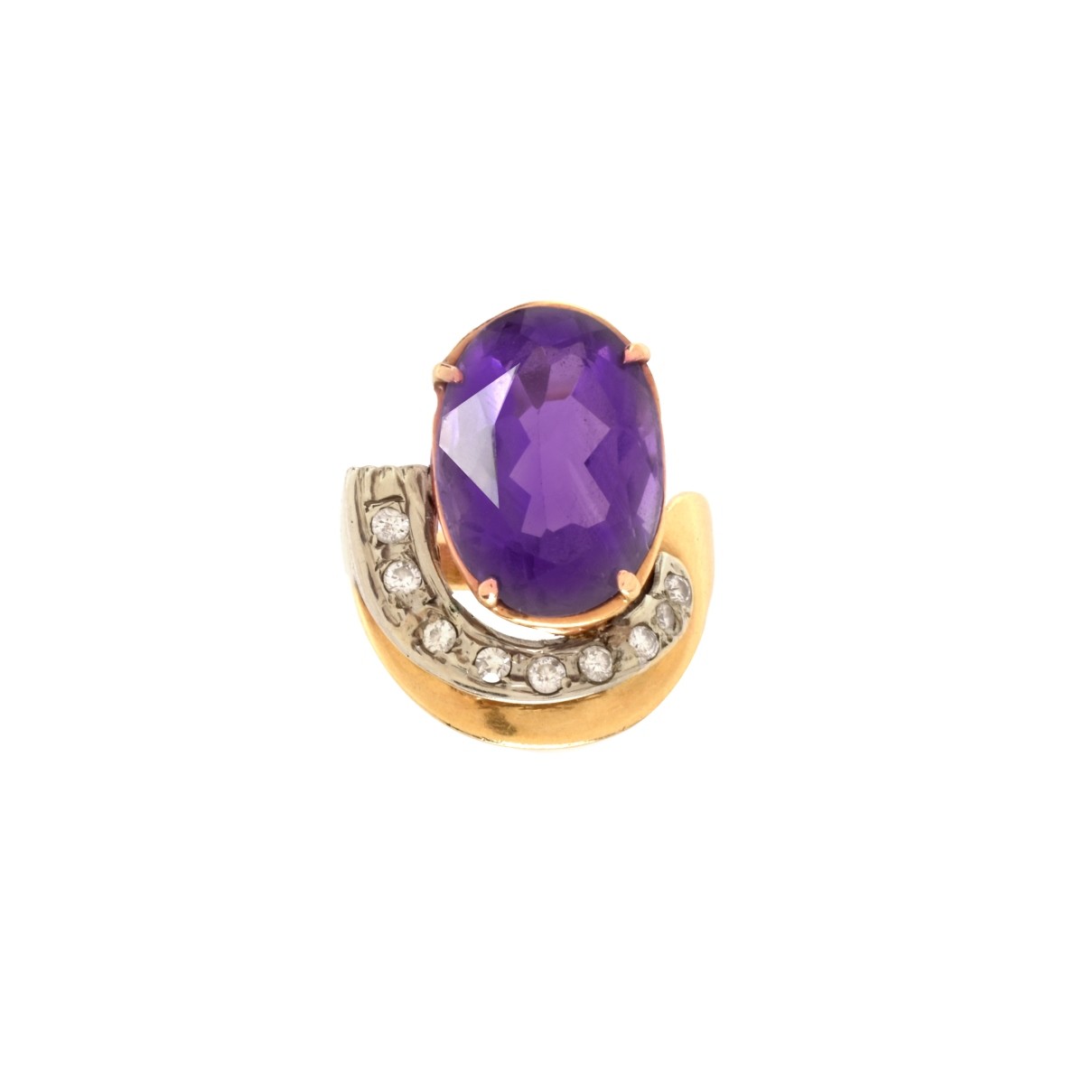 Amethyst, Diamond and 14K Ring