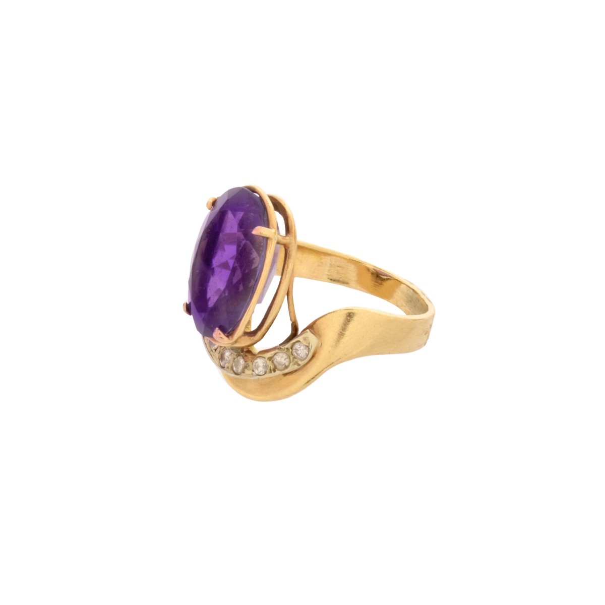 Amethyst, Diamond and 14K Ring