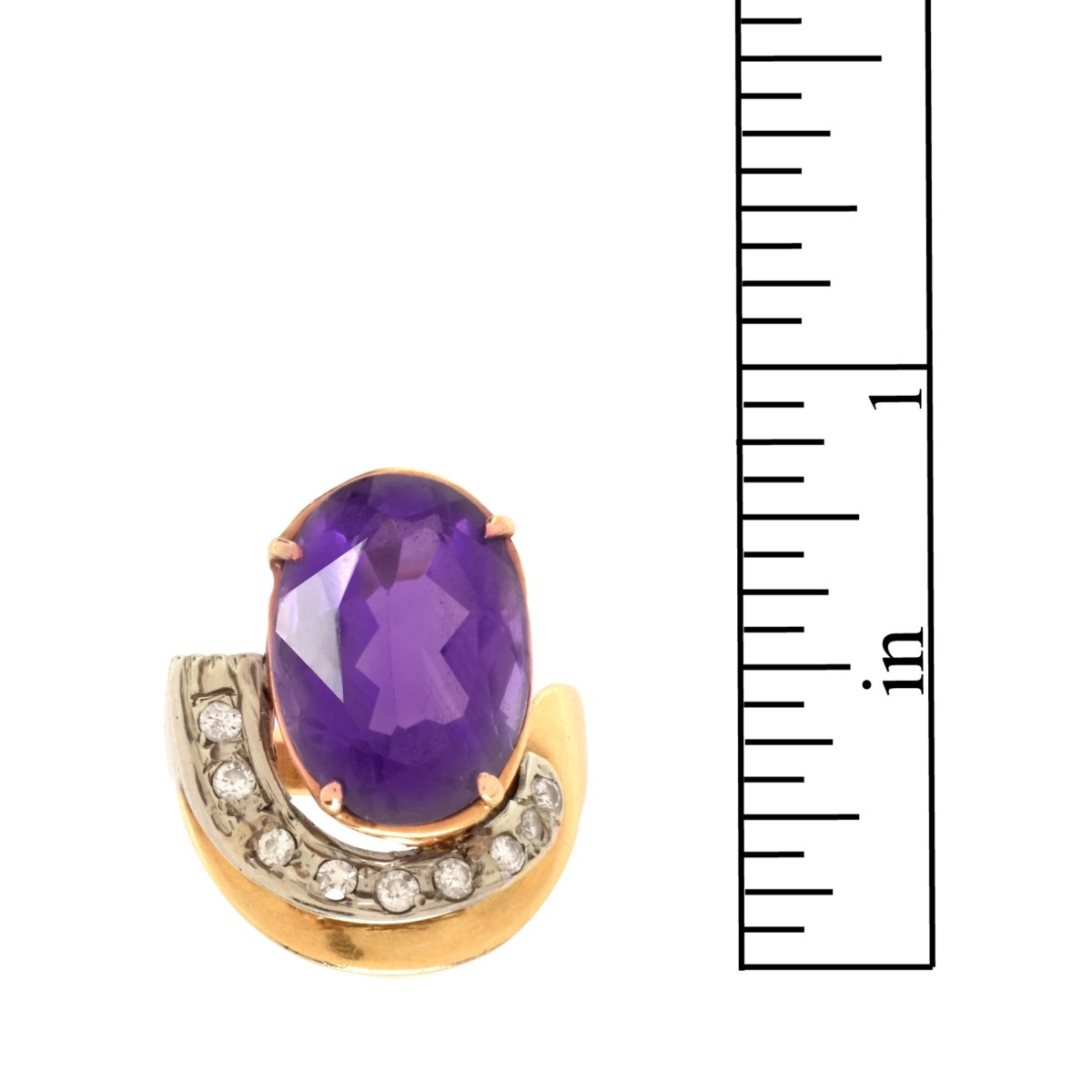 Amethyst, Diamond and 14K Ring
