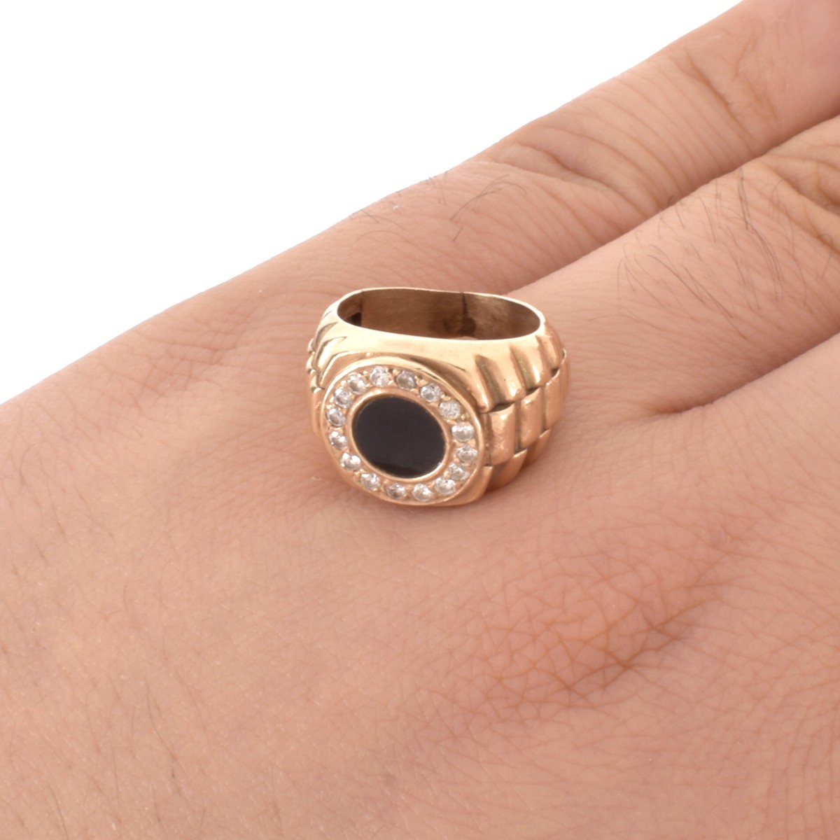 Onyx, Diamond and 14K Ring