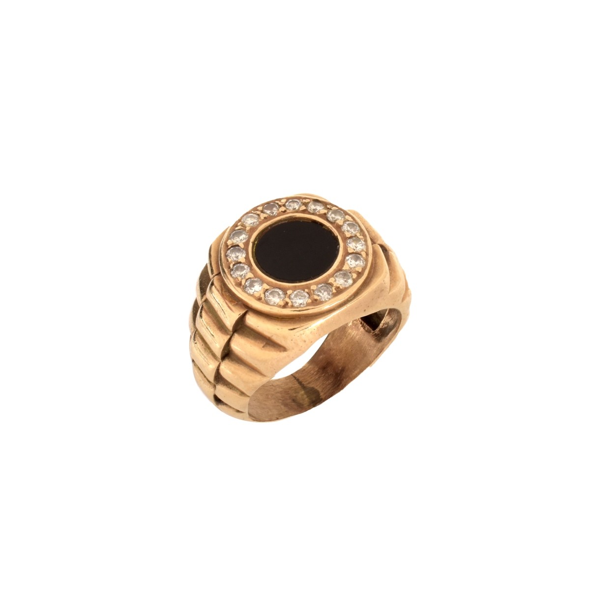 Onyx, Diamond and 14K Ring