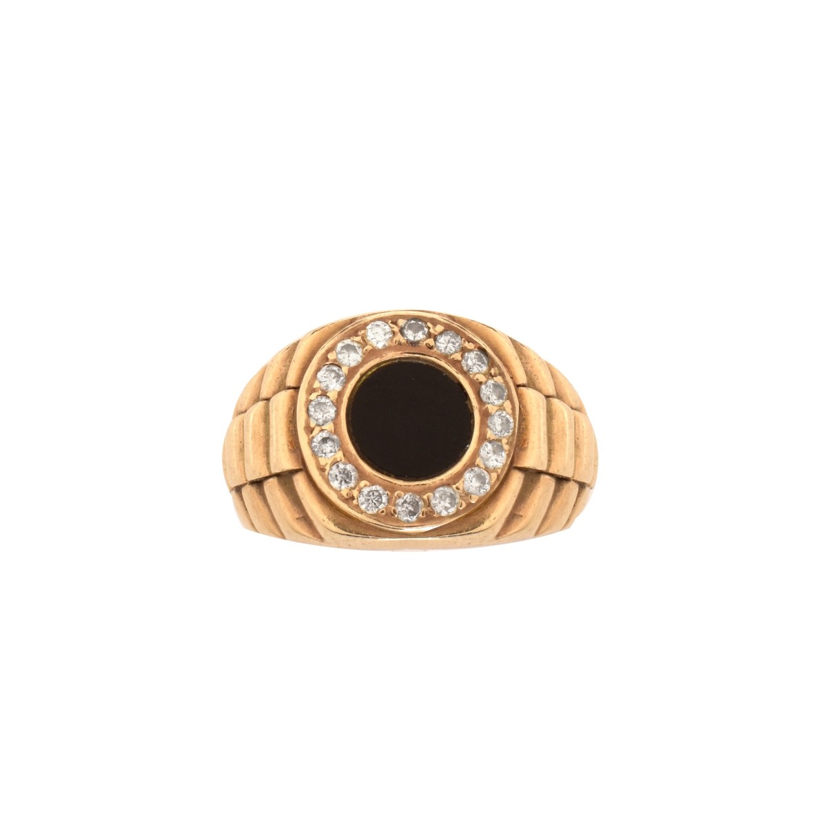 Onyx, Diamond and 14K Ring