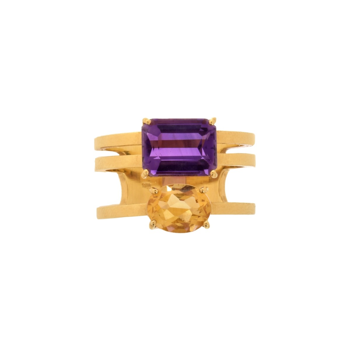 Amethyst, Citrine and 18K Ring