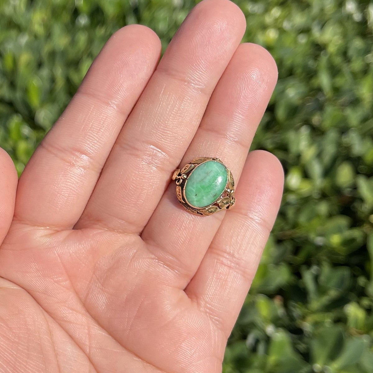 Jade and 14K Ring