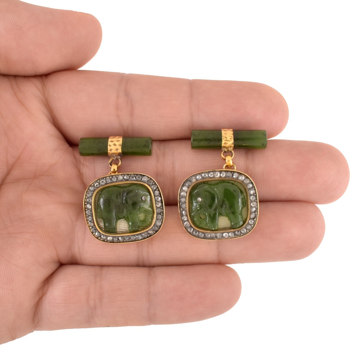 Russian Jade and 14K Cufflinks