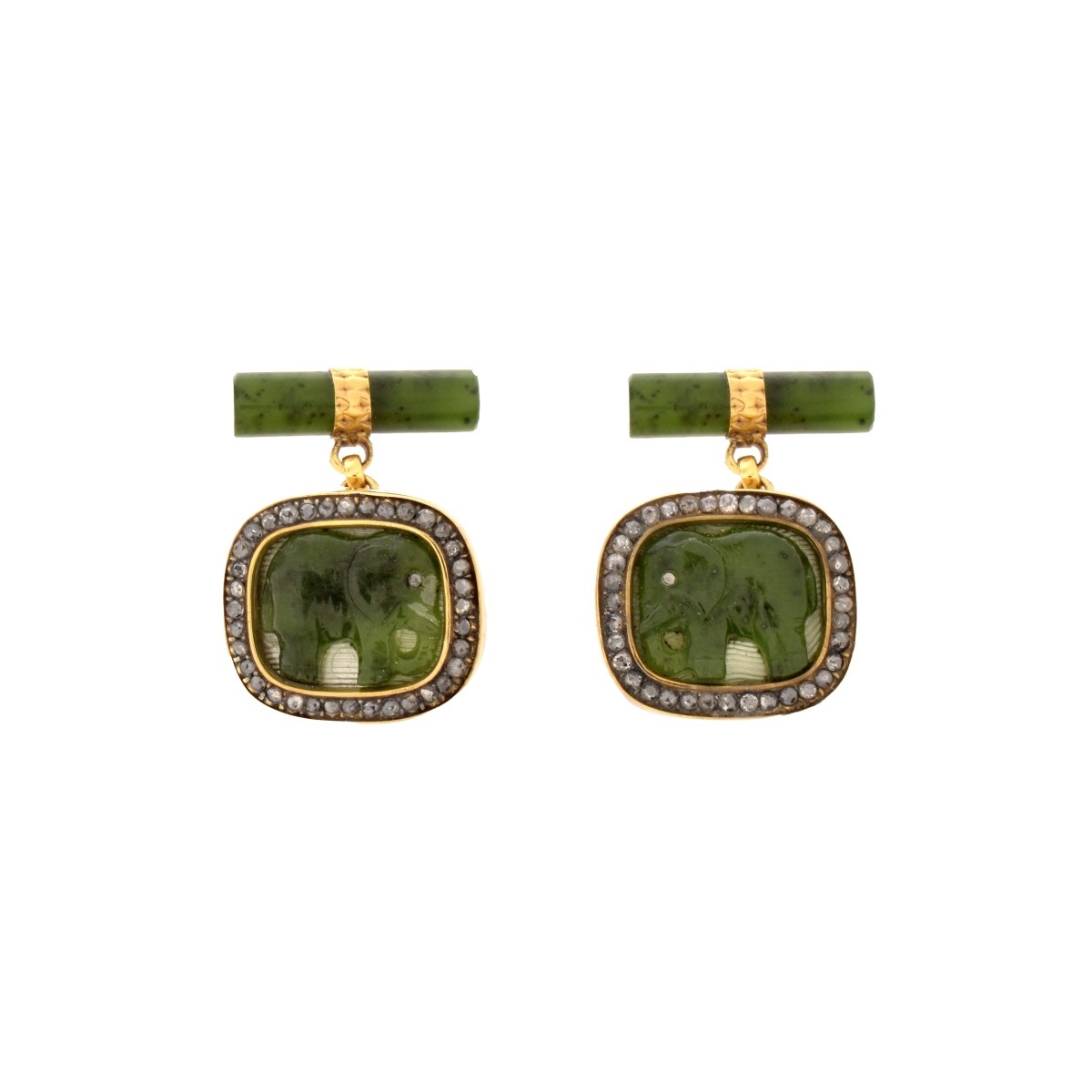 Russian Jade and 14K Cufflinks