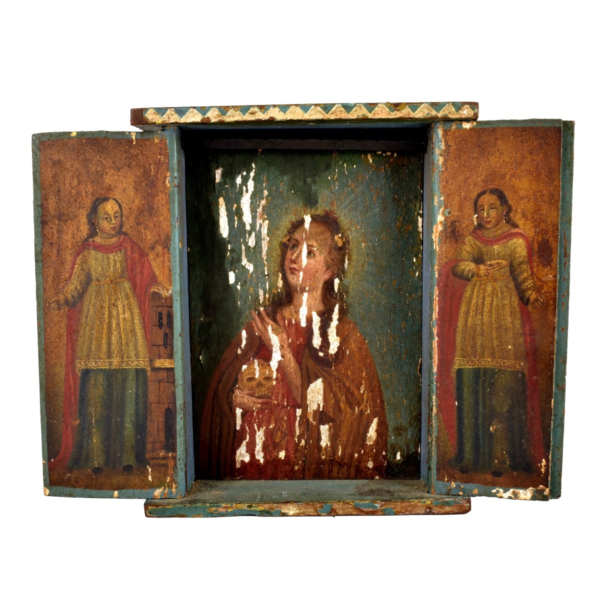 Antique Continental School Triptych