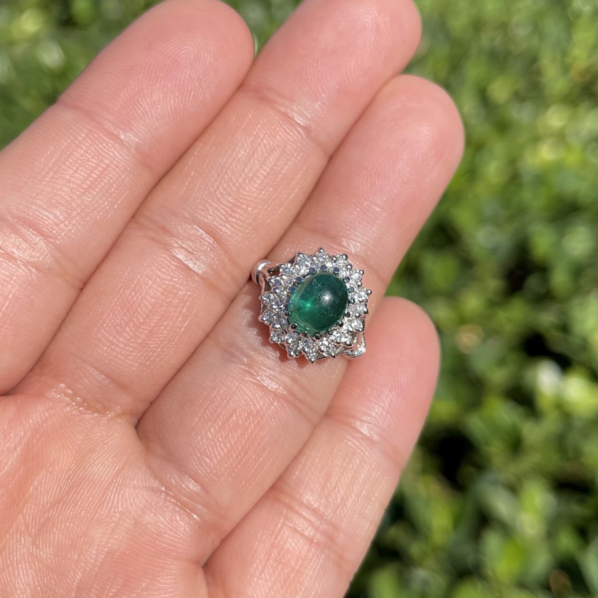 Emerald, Diamond and 14K Ring