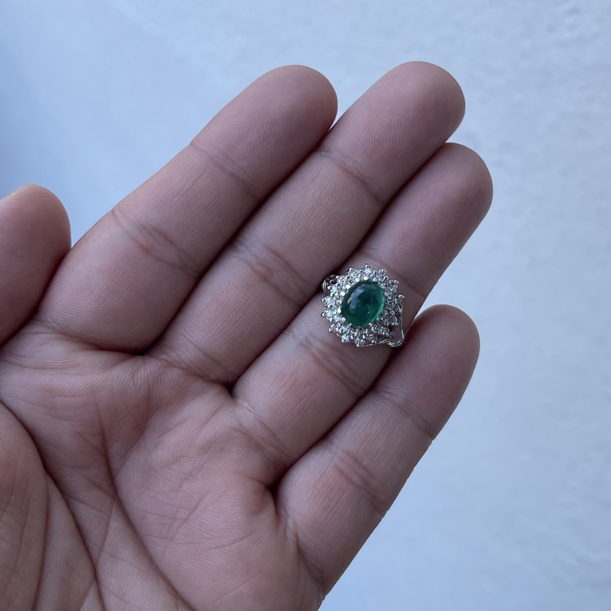 Emerald, Diamond and 14K Ring