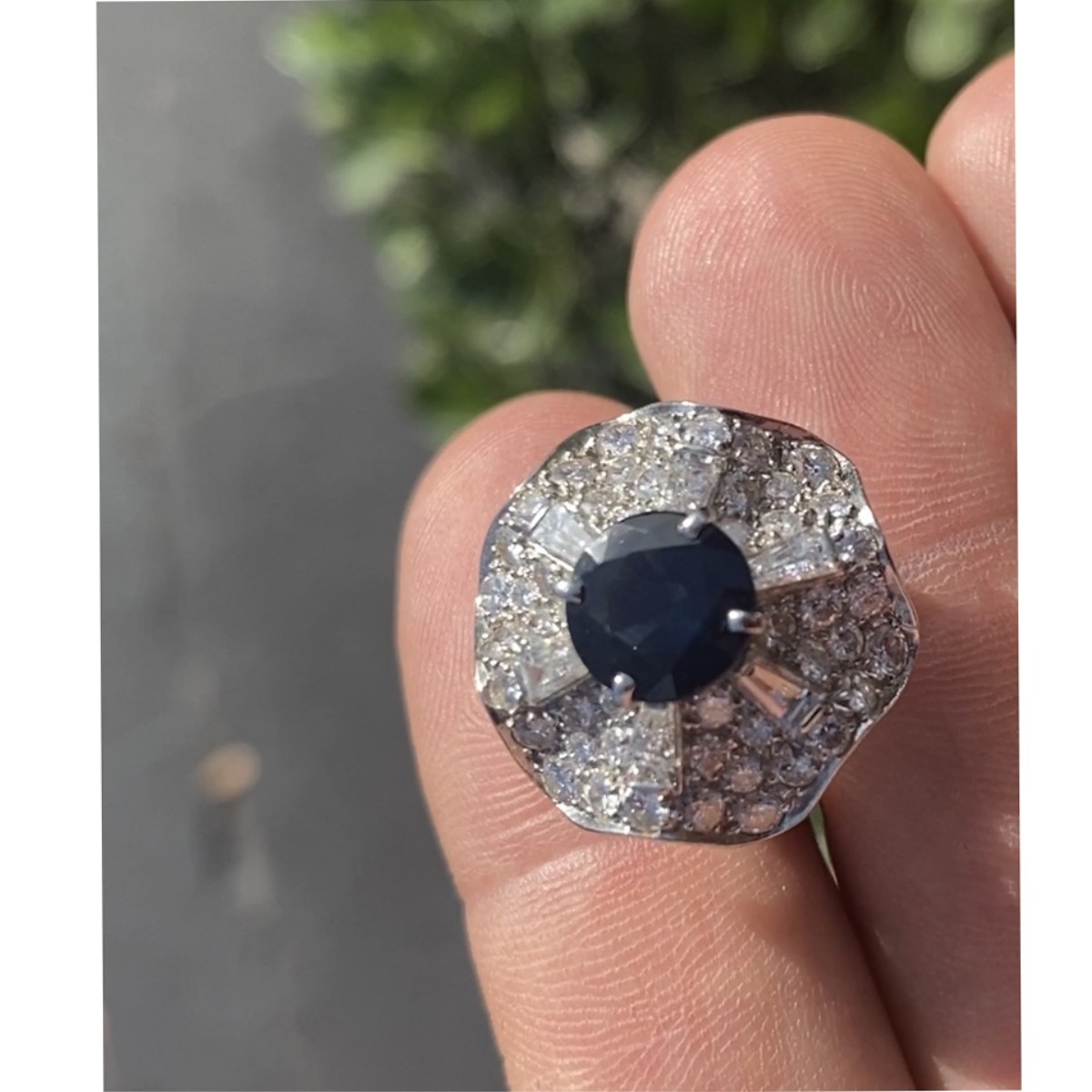 Sapphire, Diamond and 14K Ring