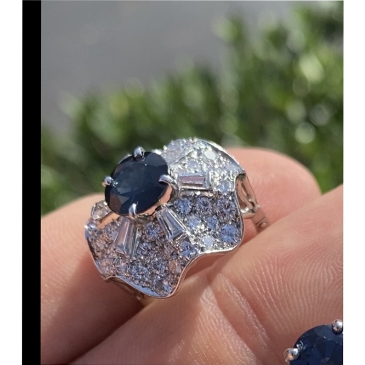 Sapphire, Diamond and 14K Ring