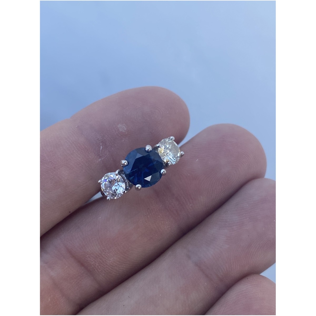 Sapphire, Diamond and 14K Ring