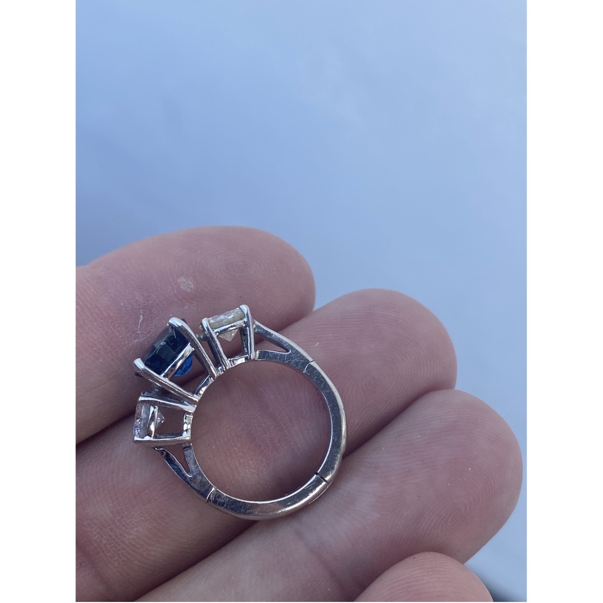 Sapphire, Diamond and 14K Ring