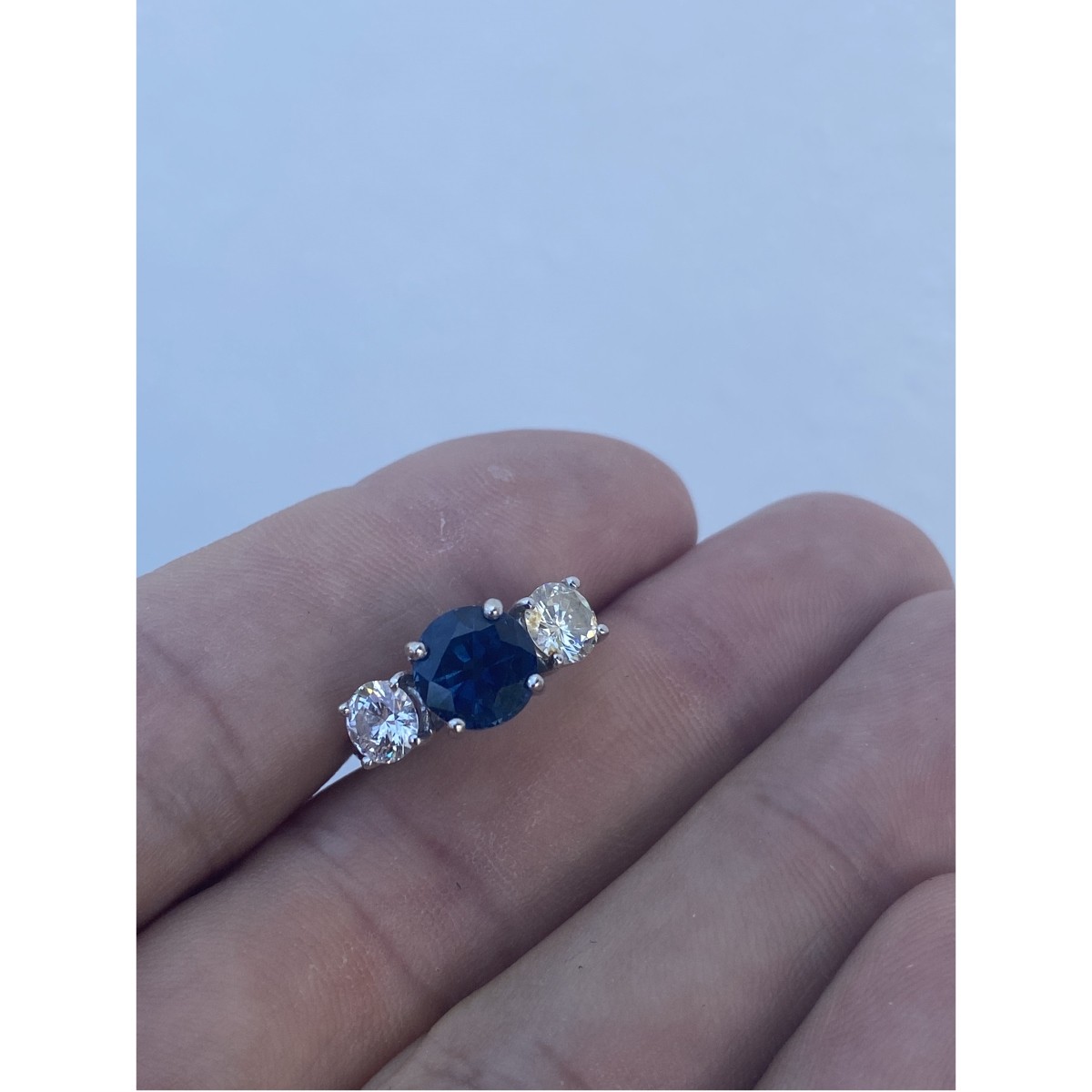 Sapphire, Diamond and 14K Ring