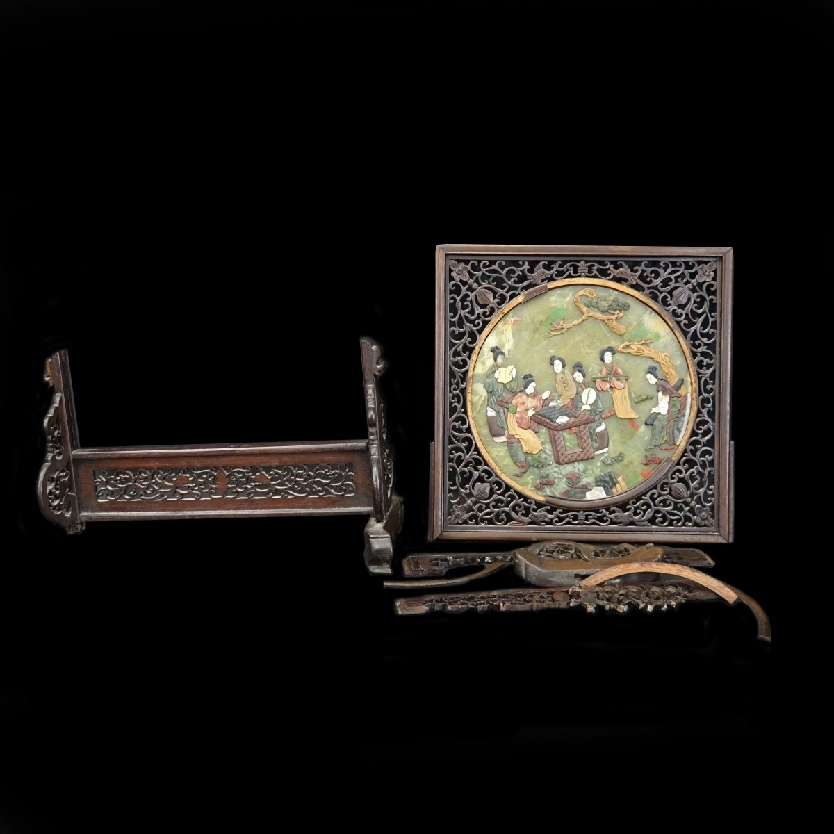 Antique Chinese Jade Table Screen