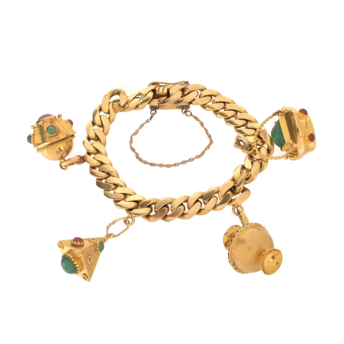 18K and Hardstone Charm Bracelet