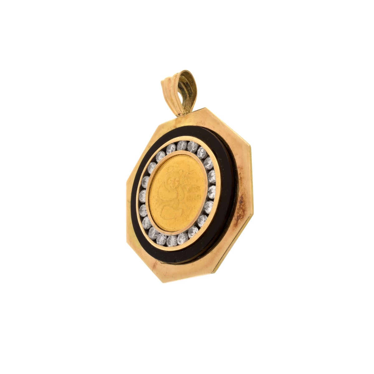 Diamond, Gold Coin and 14K Pendant