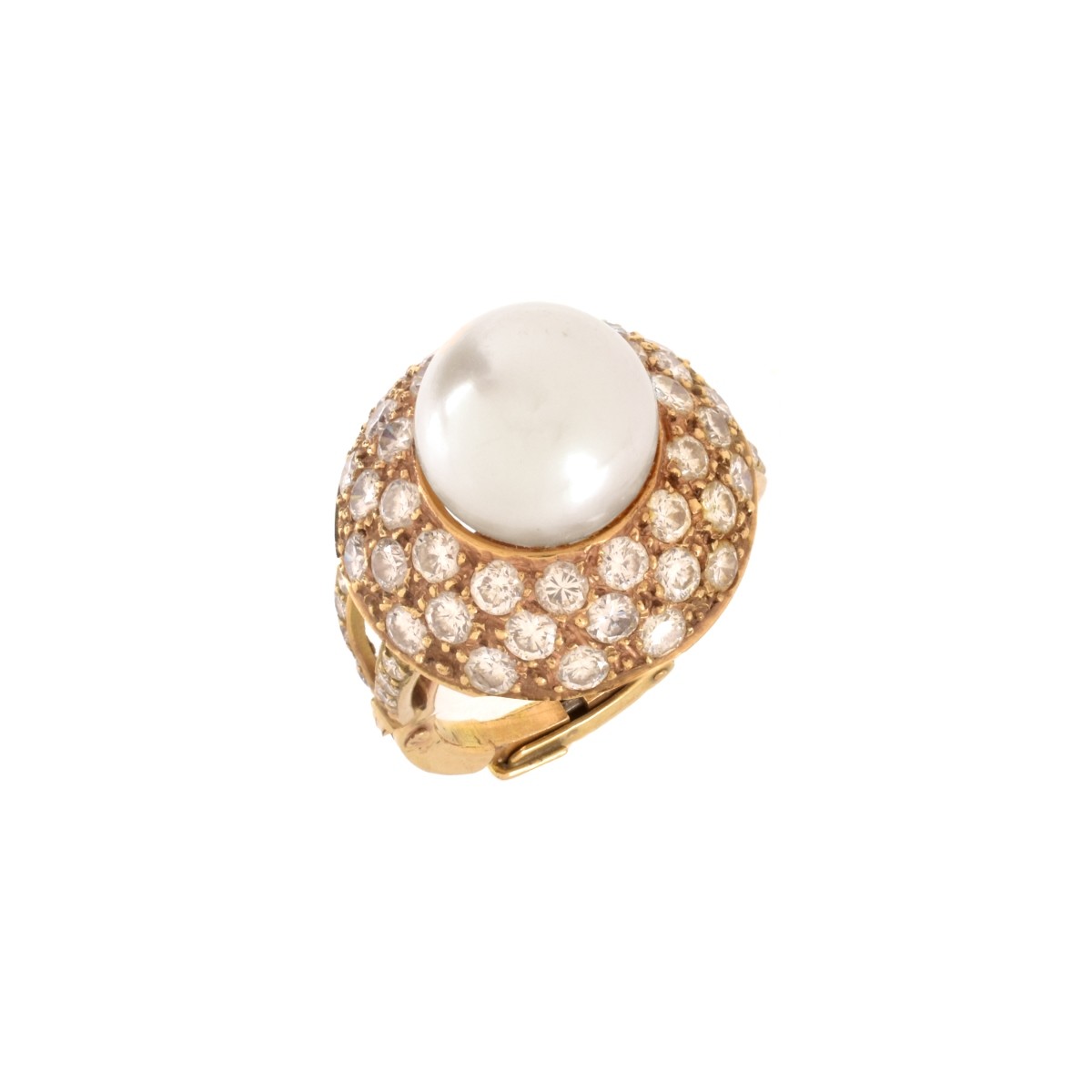 Pearl, Diamond and 14K Ring