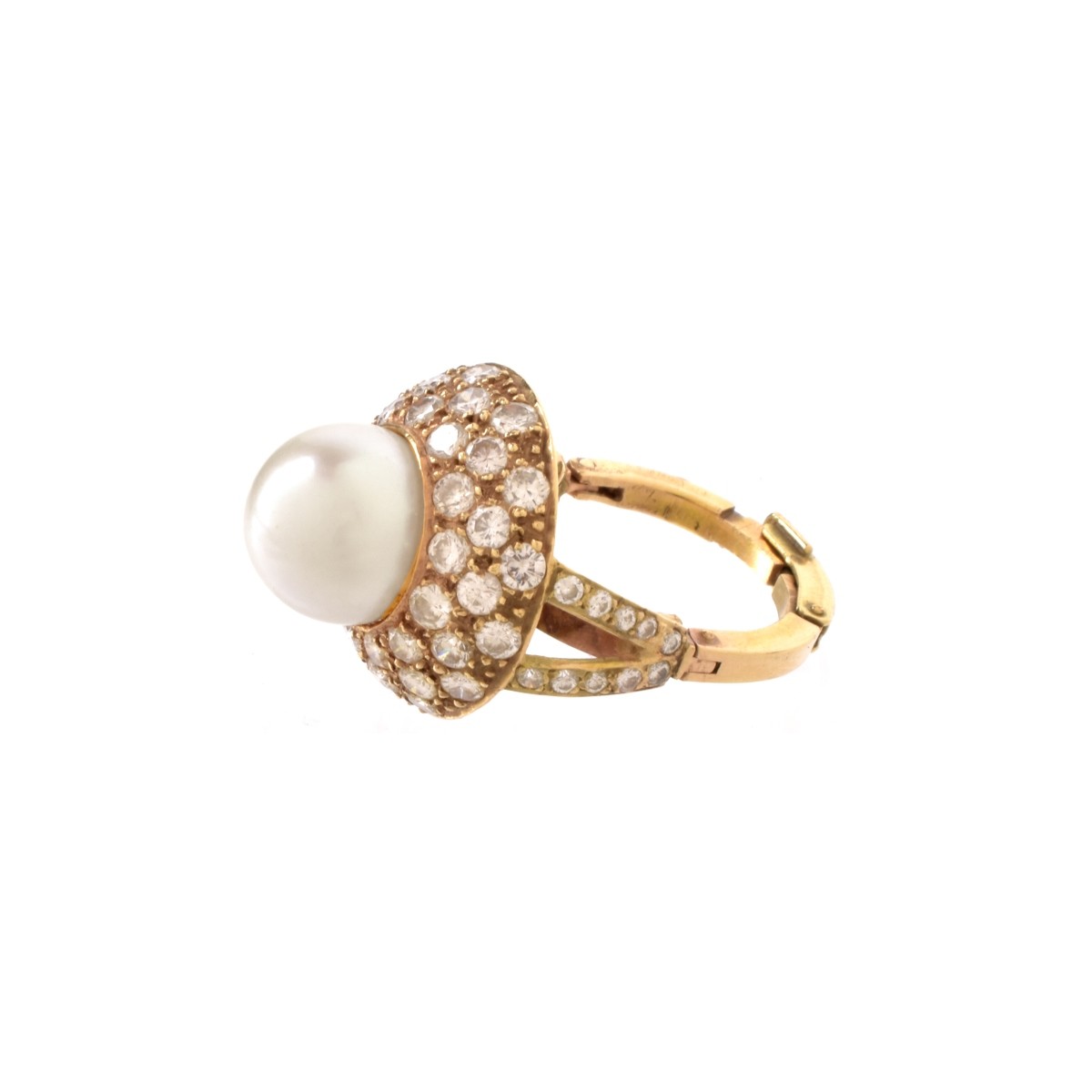 Pearl, Diamond and 14K Ring