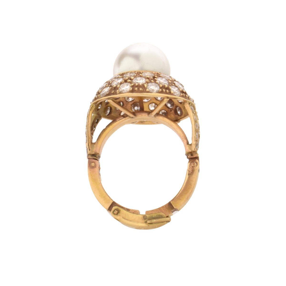 Pearl, Diamond and 14K Ring