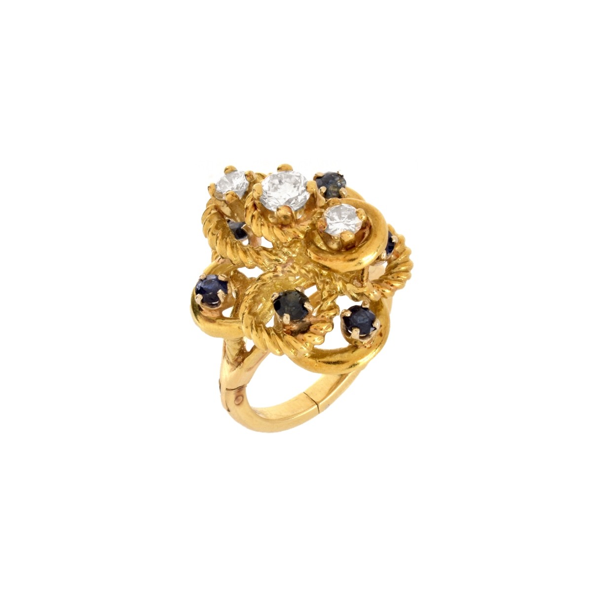 Diamond, Sapphire and 14K Ring