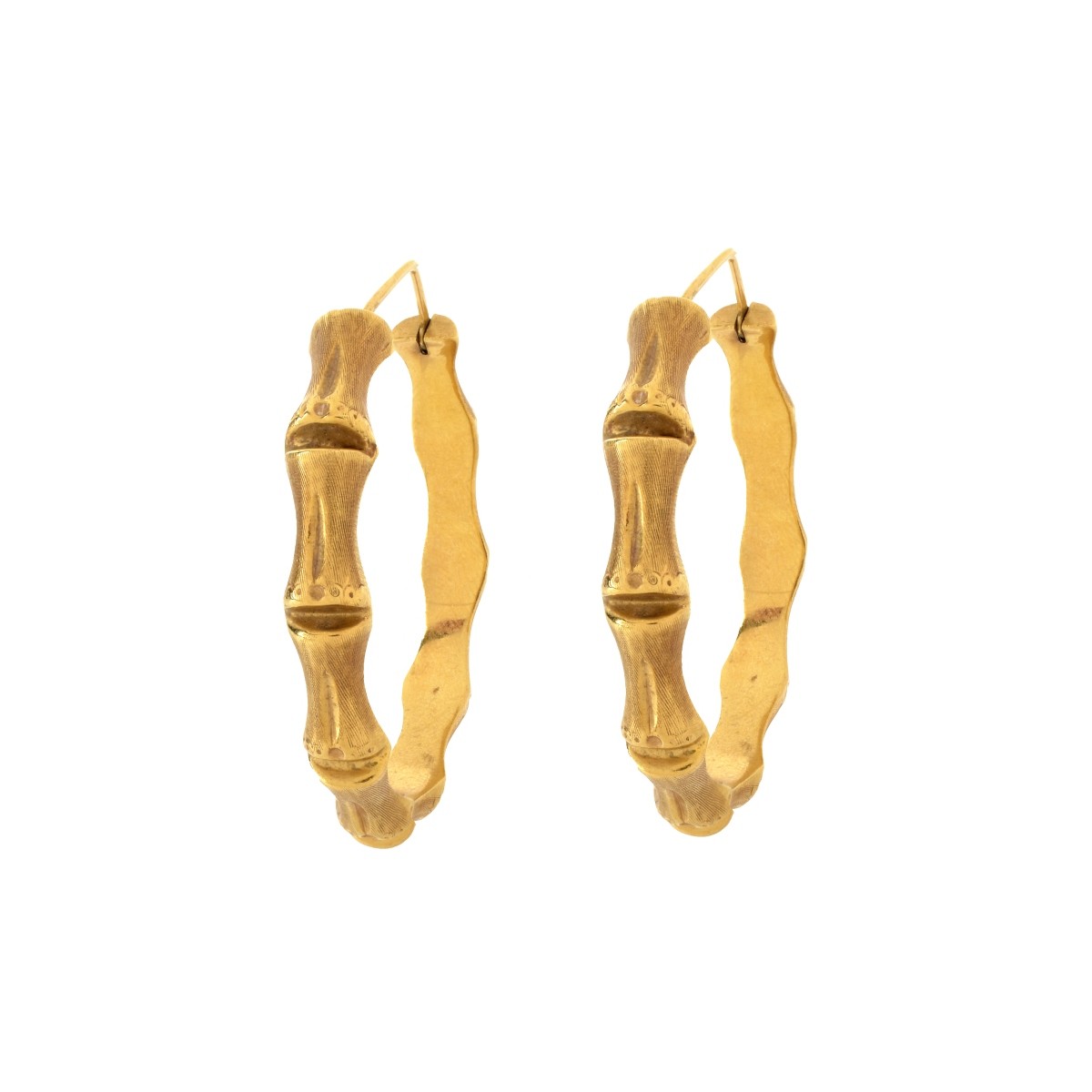 18K Bamboo Hoop Earrings