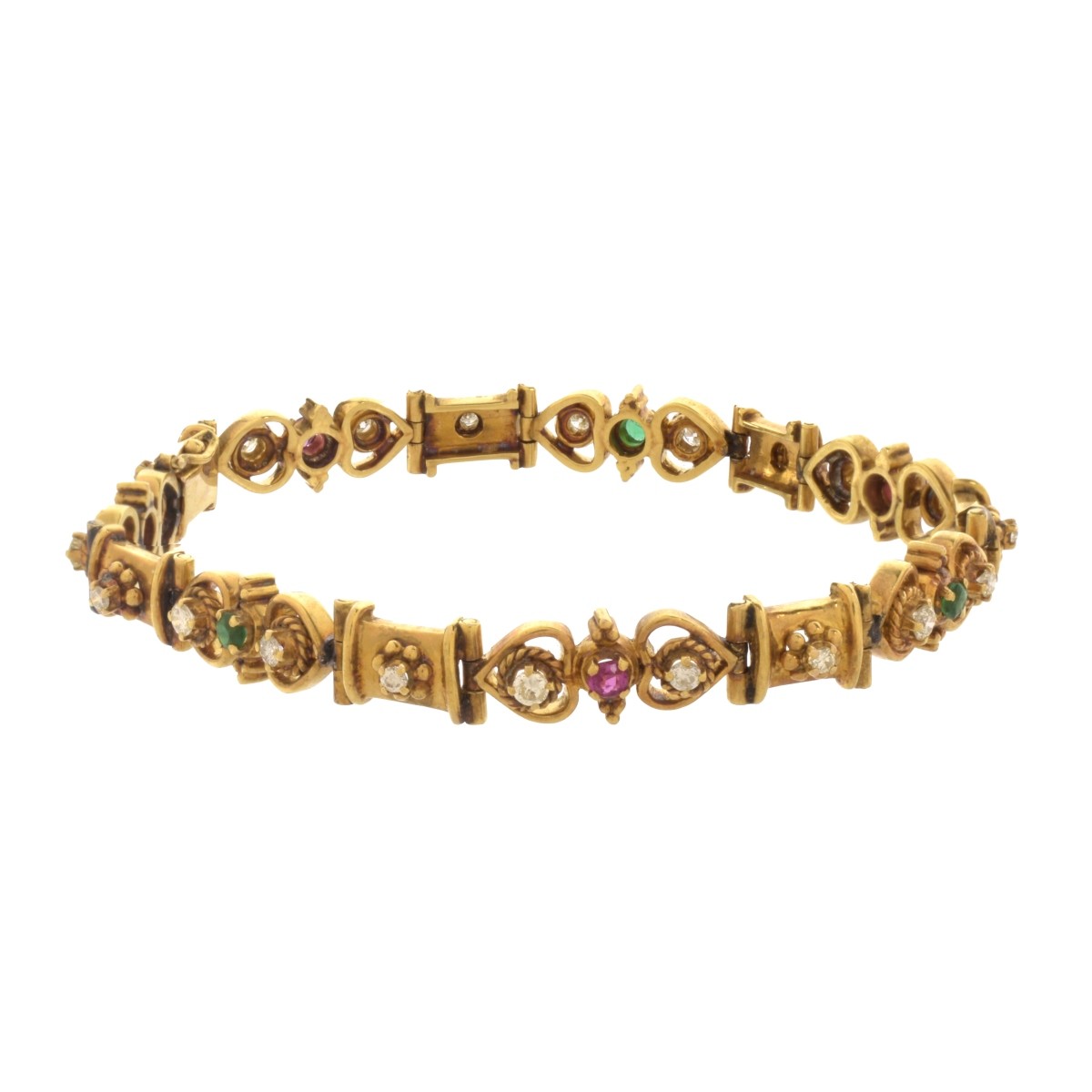 Diamond, Gemstone and 18K Bracelet