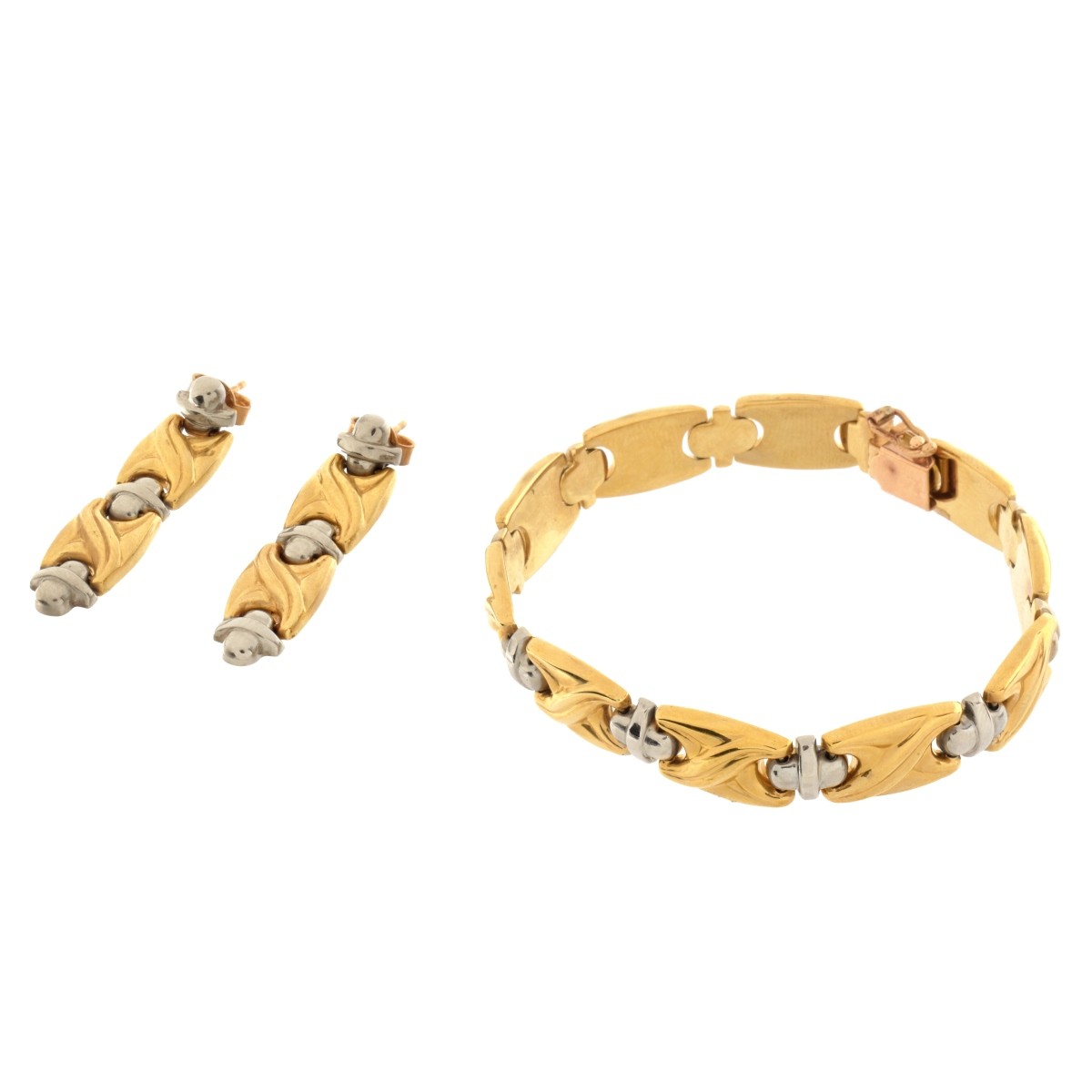 14K Bracelet and Earrings