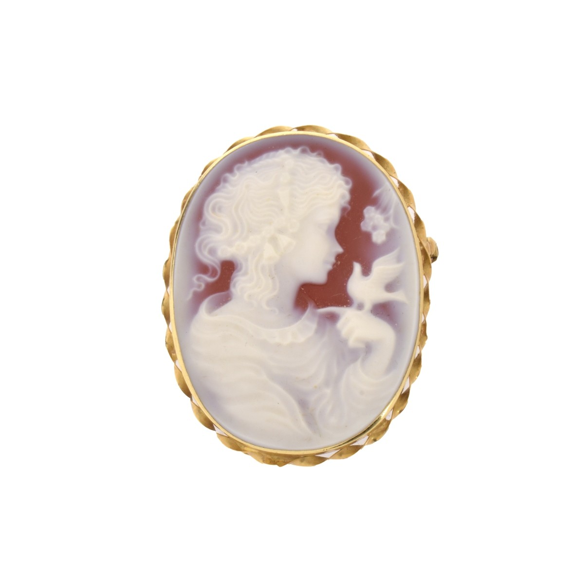 Carnelian and 14K Cameo