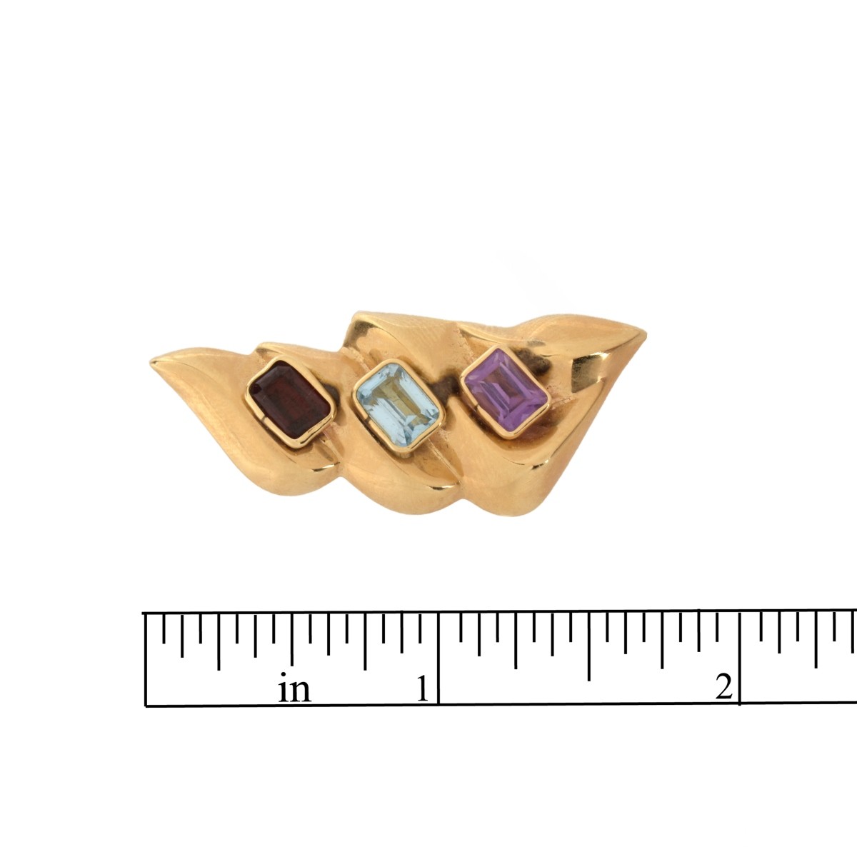 Gemstone and 14K Brooch