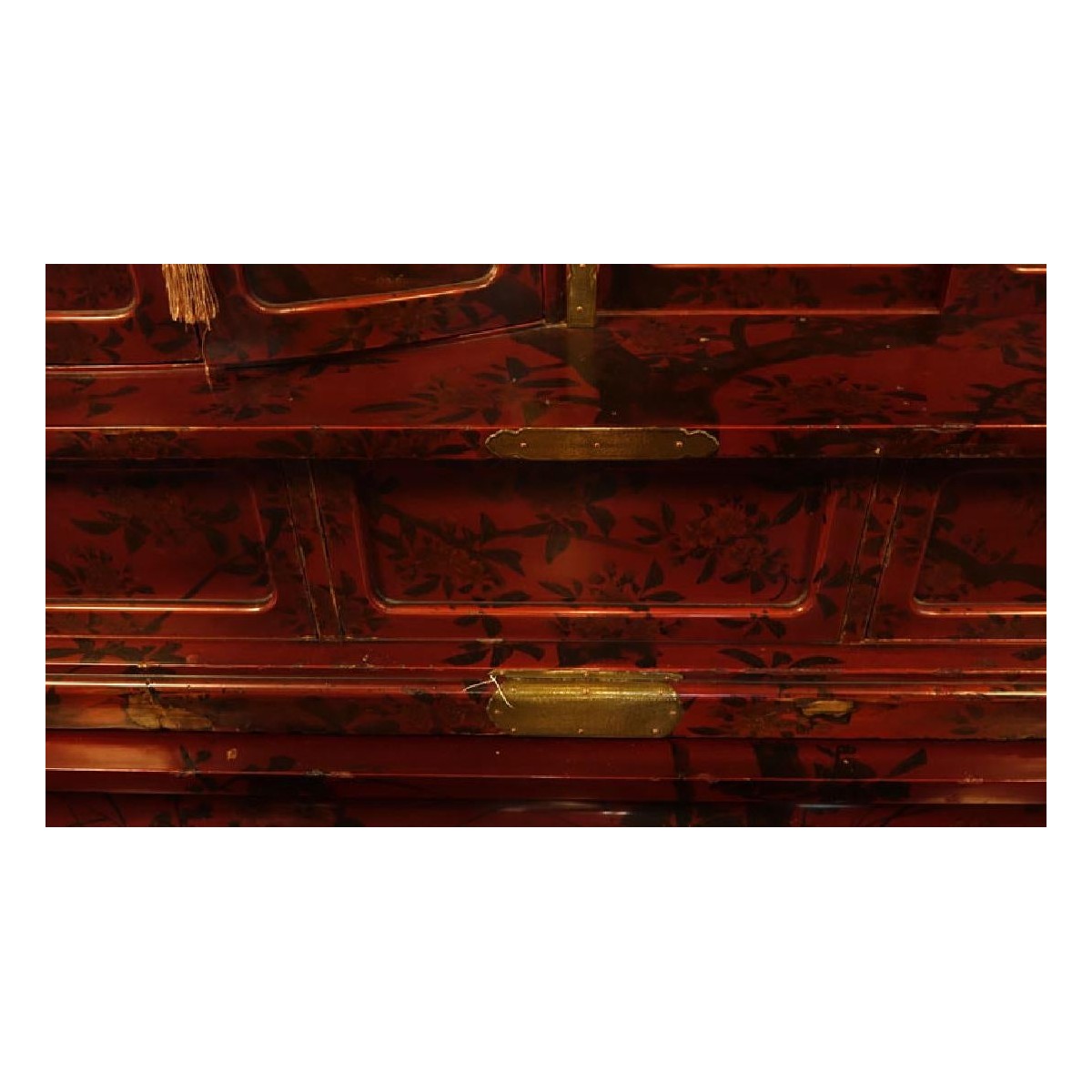 Japanese Red Lacquered Cabinet