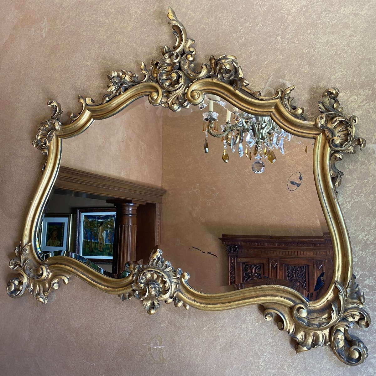 Antique Louis XV Style Giltwood Mirror