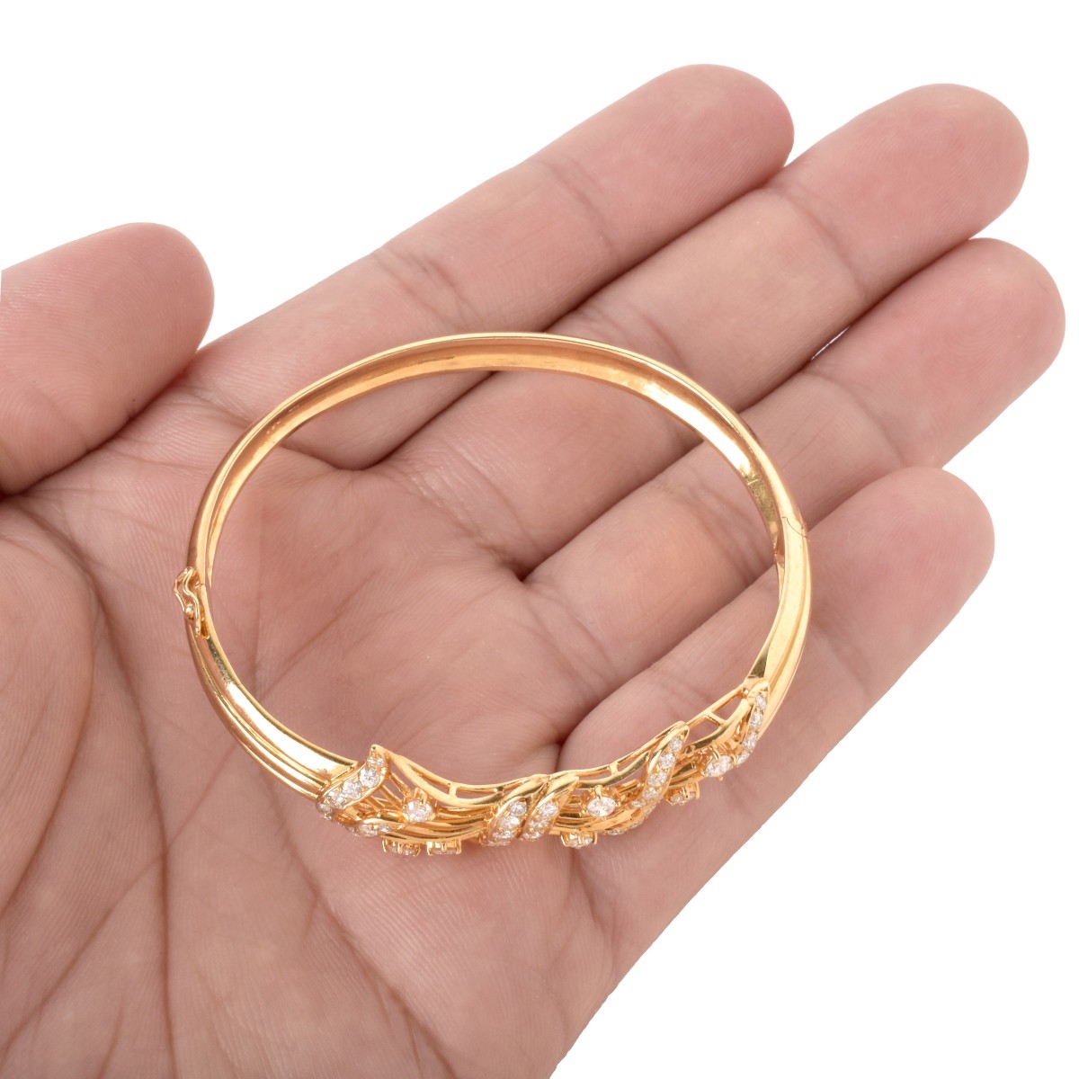 Diamond and 14K Bangle Bracelet