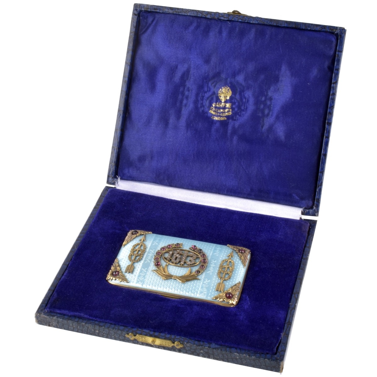 Russian Enamel, Silver and Gemstone Case