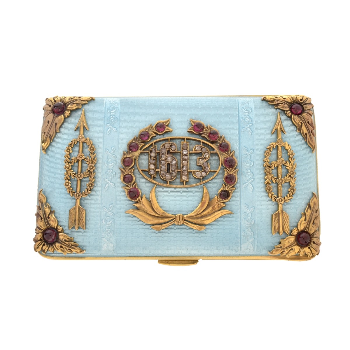 Russian Enamel, Silver and Gemstone Case