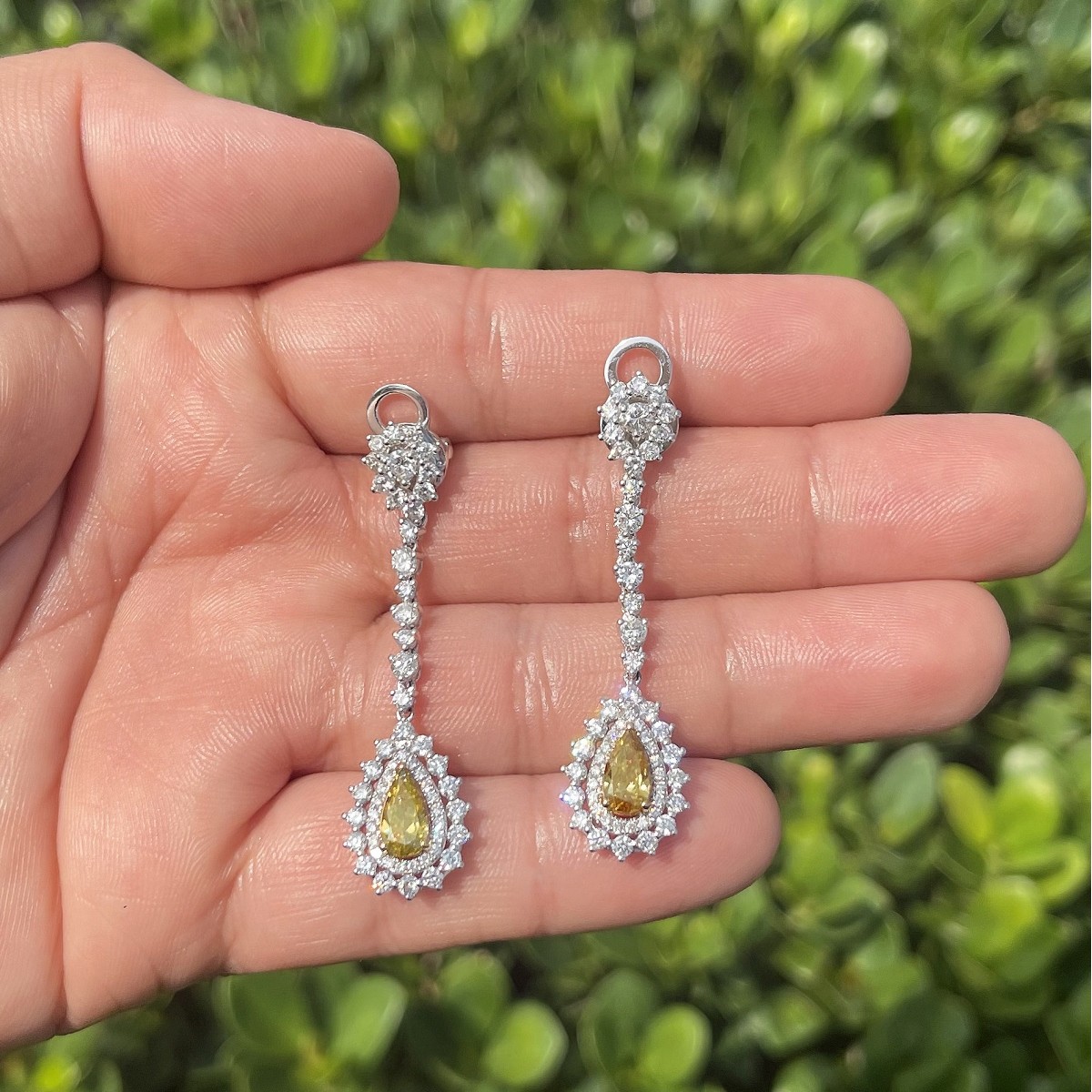 Fancy Color Diamond and 18K Earrings