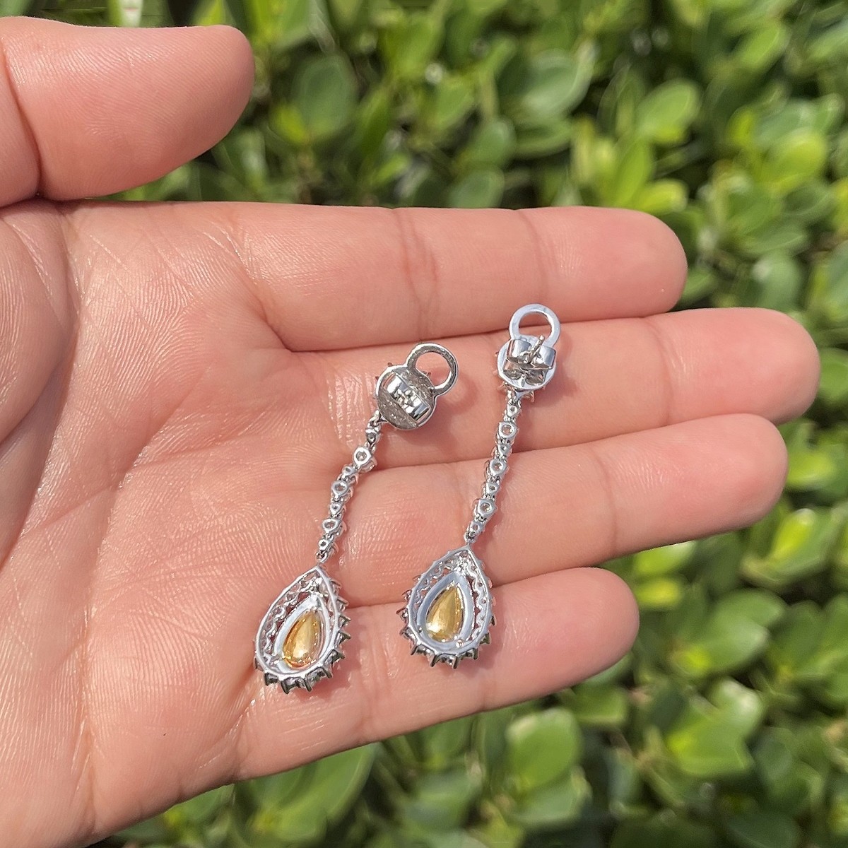 Fancy Color Diamond and 18K Earrings