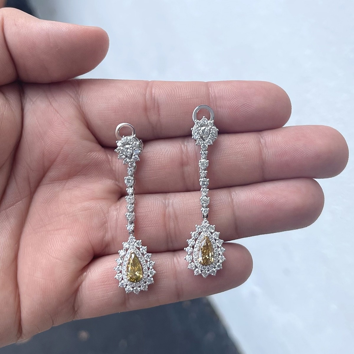 Fancy Color Diamond and 18K Earrings