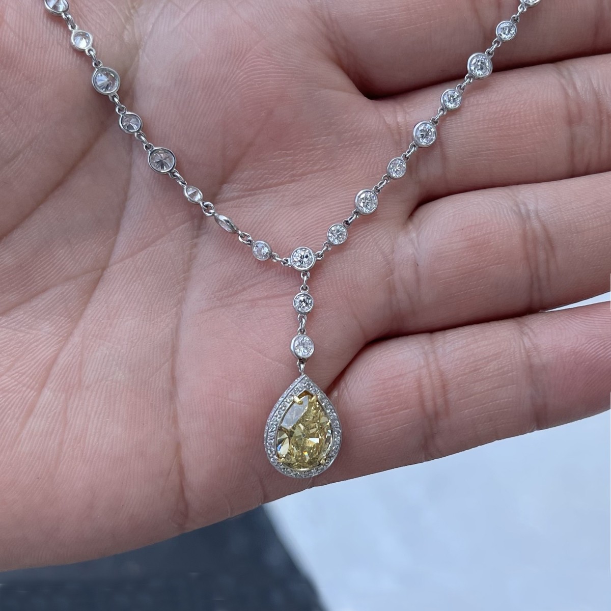 GIA Fancy Yellow Diamond Necklace