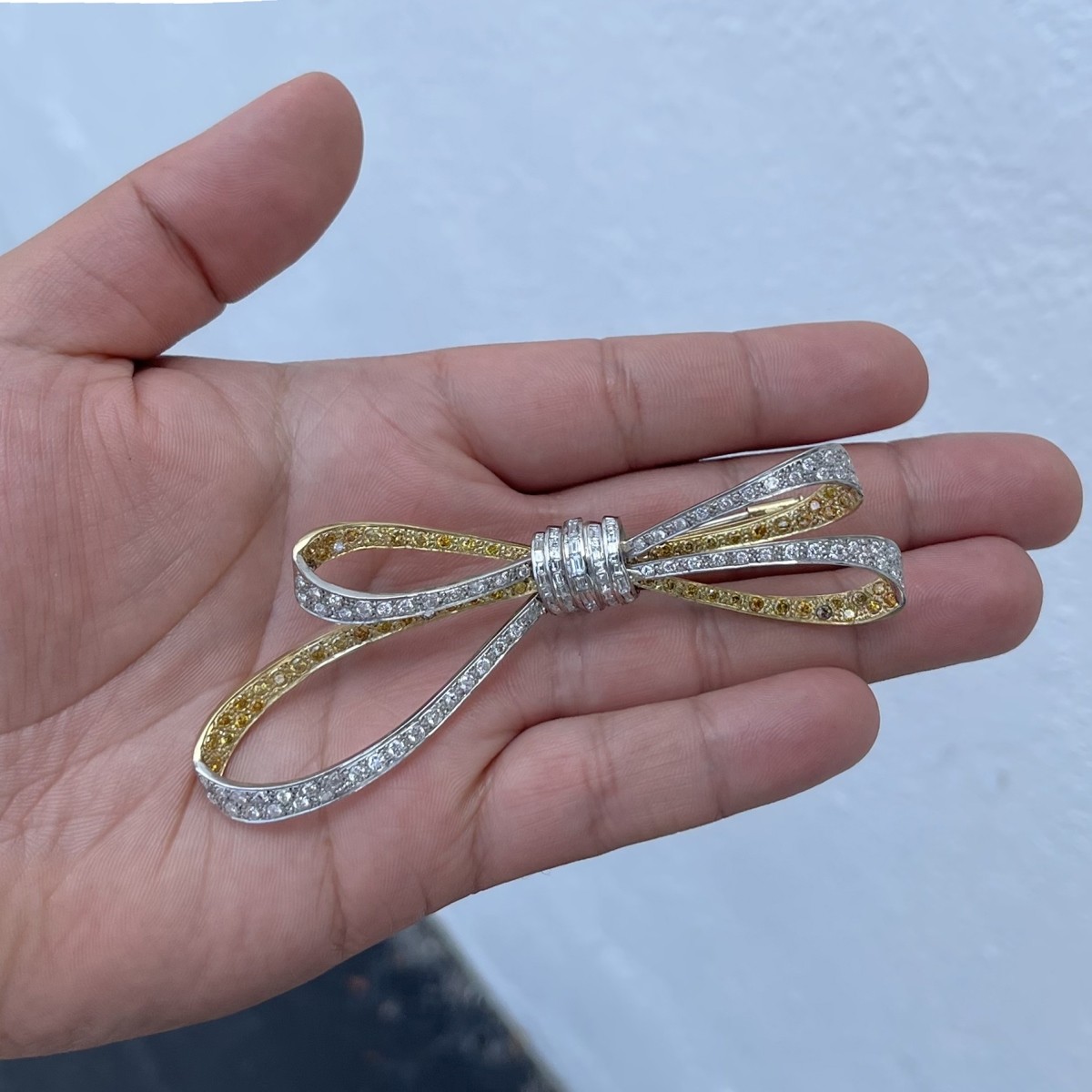 Diamond and 18K Bow Brooch