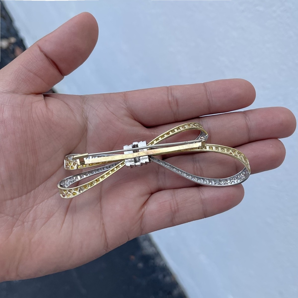 Diamond and 18K Bow Brooch