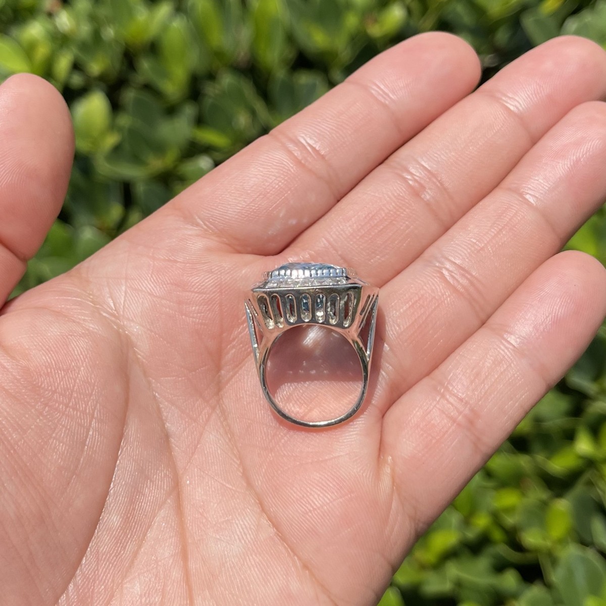 Aquamarine, Diamond and 18K Ring