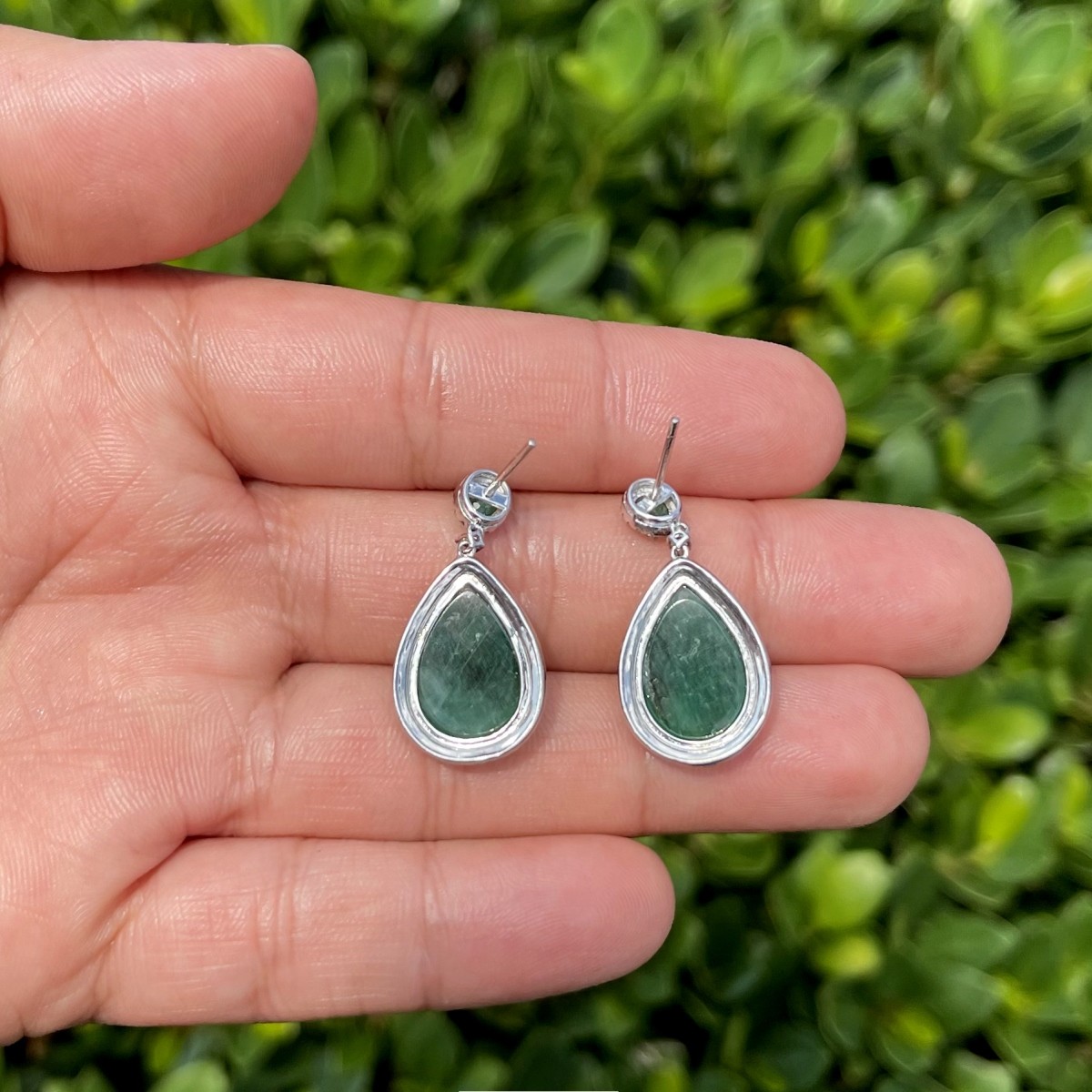 Emerald, Diamond and 18K Earrings