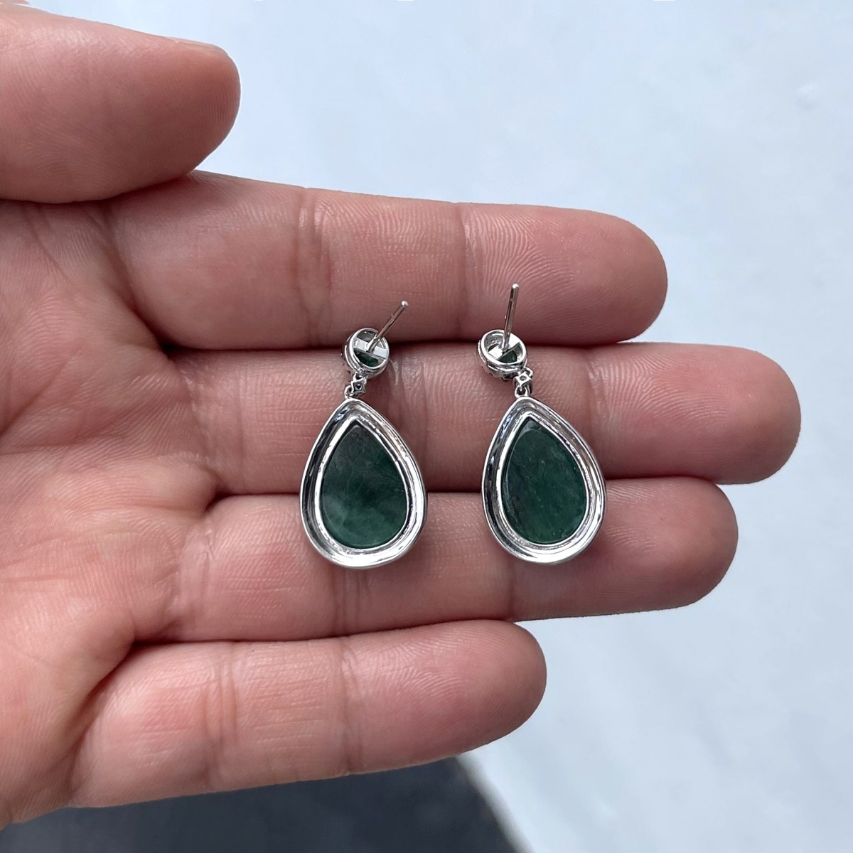 Emerald, Diamond and 18K Earrings